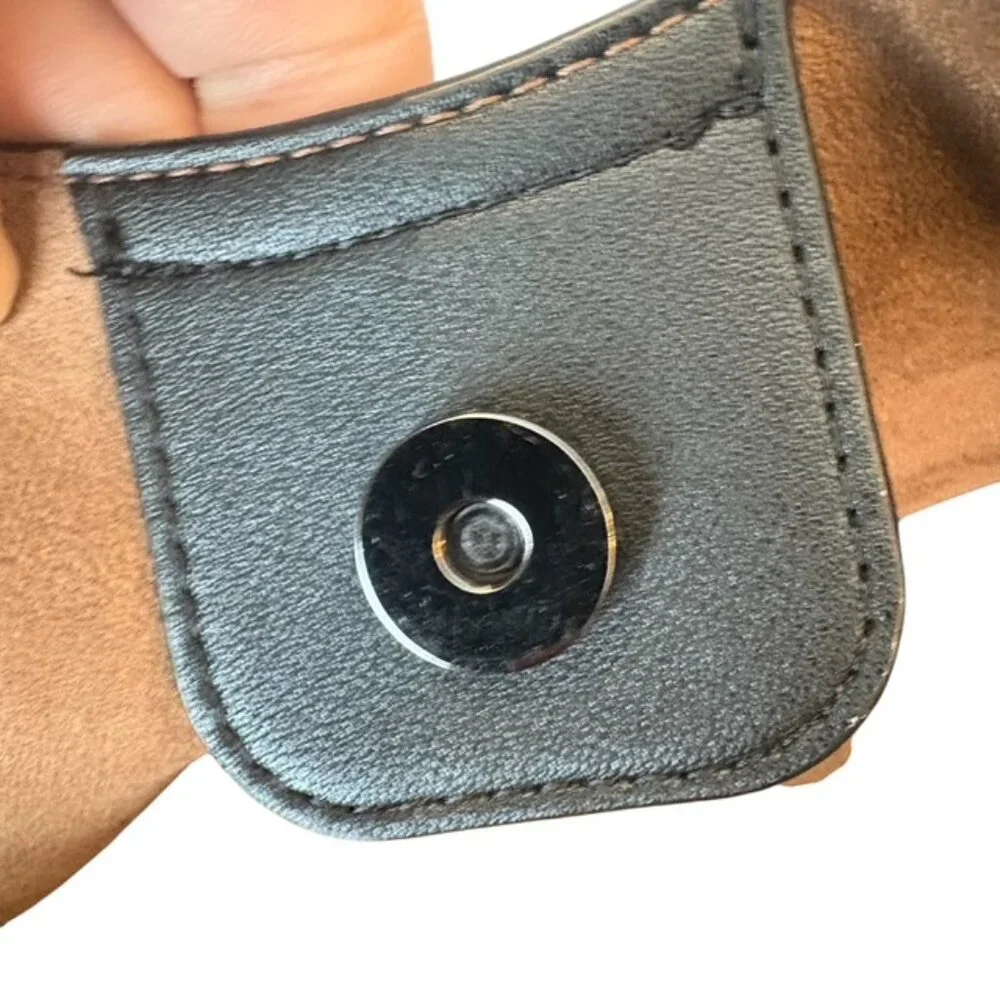 Sondra Roberts Squared Black Vegan pebbled Leather handbag satchel - Picture 10 of 12